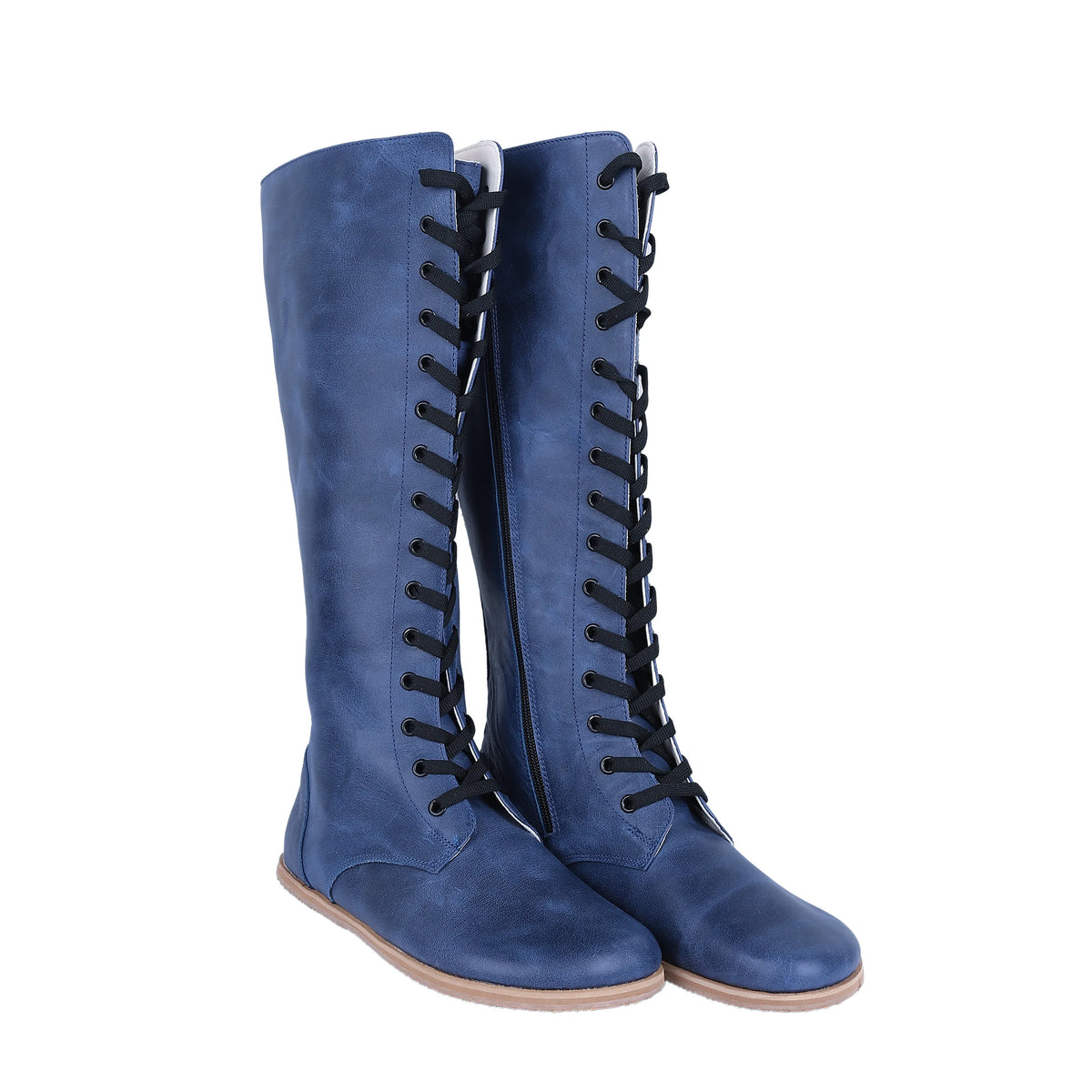 Crazy Barefoot Lace Knee Boots Shoes – Eva Outsole – Navy Blue