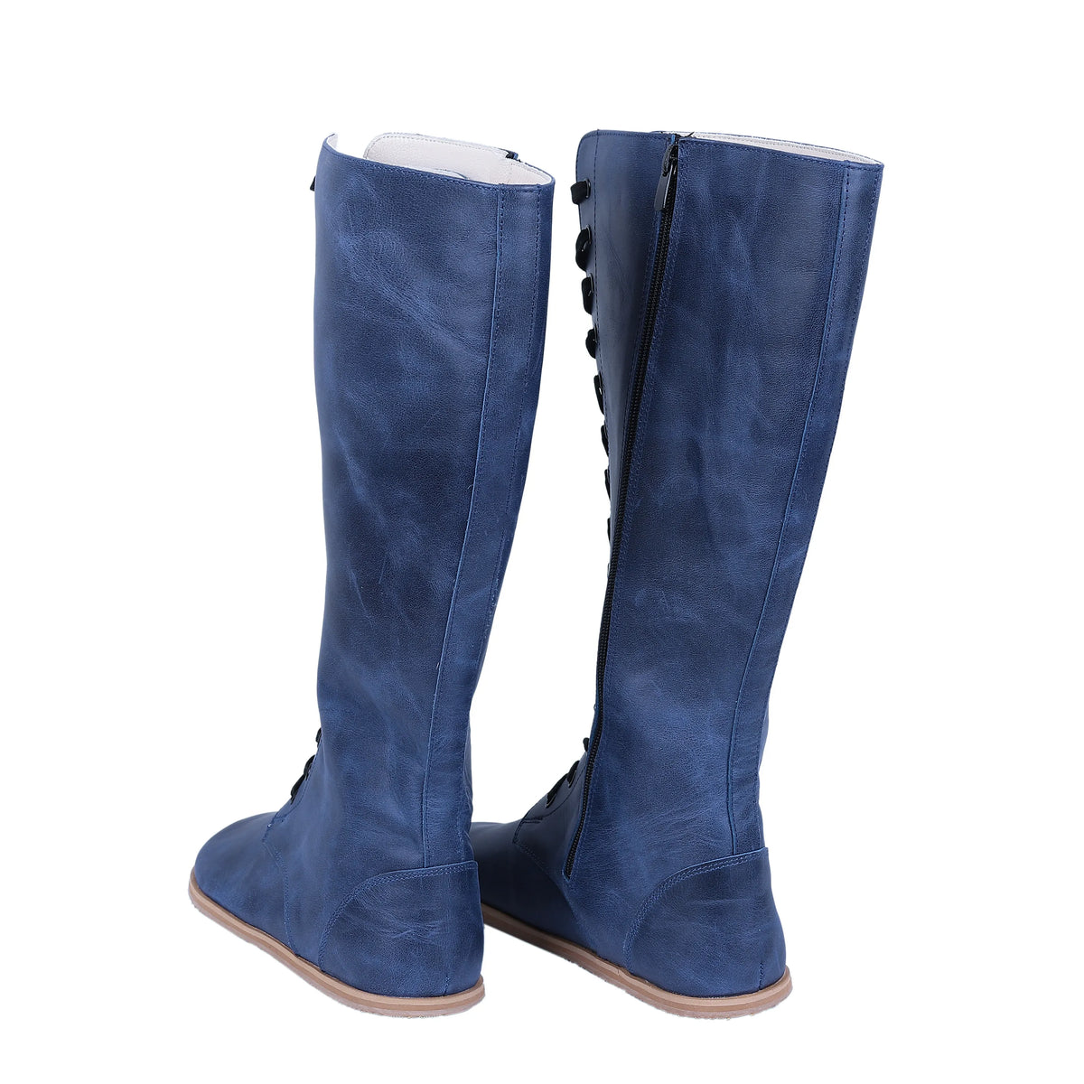 Crazy Barefoot Lace Knee Boots Shoes – Eva Outsole – Navy Blue