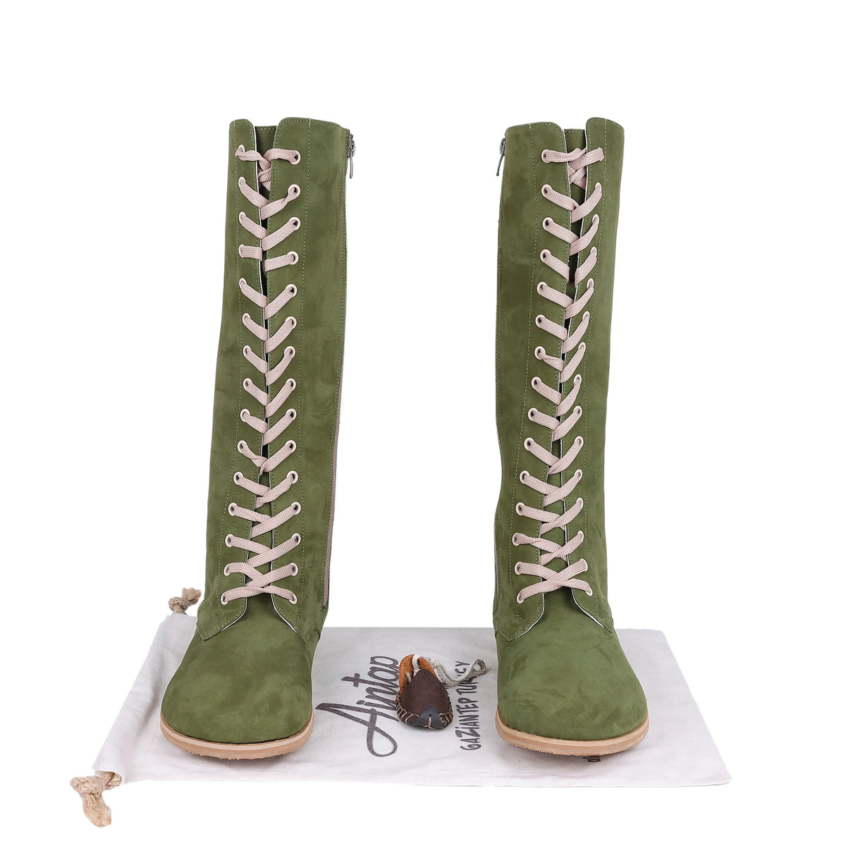 Nubuck Barefoot Laces Knee Boots Shoes – Eva Outsole – Green