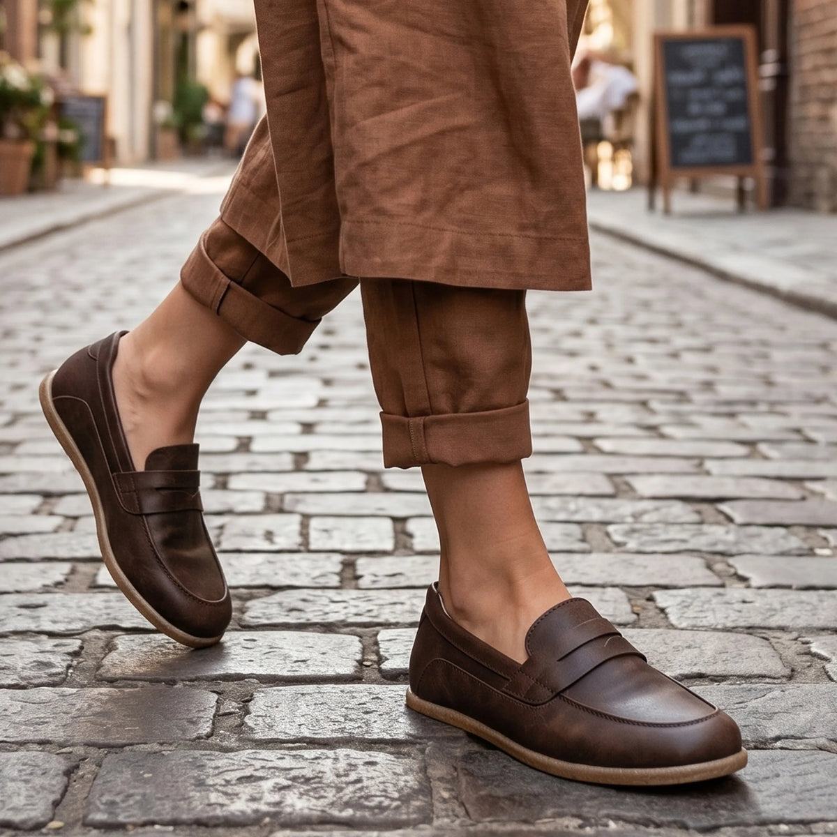 Crazy Barefoot Penny Loafer Shoes – Classic Sole — Leather Sole – Brown