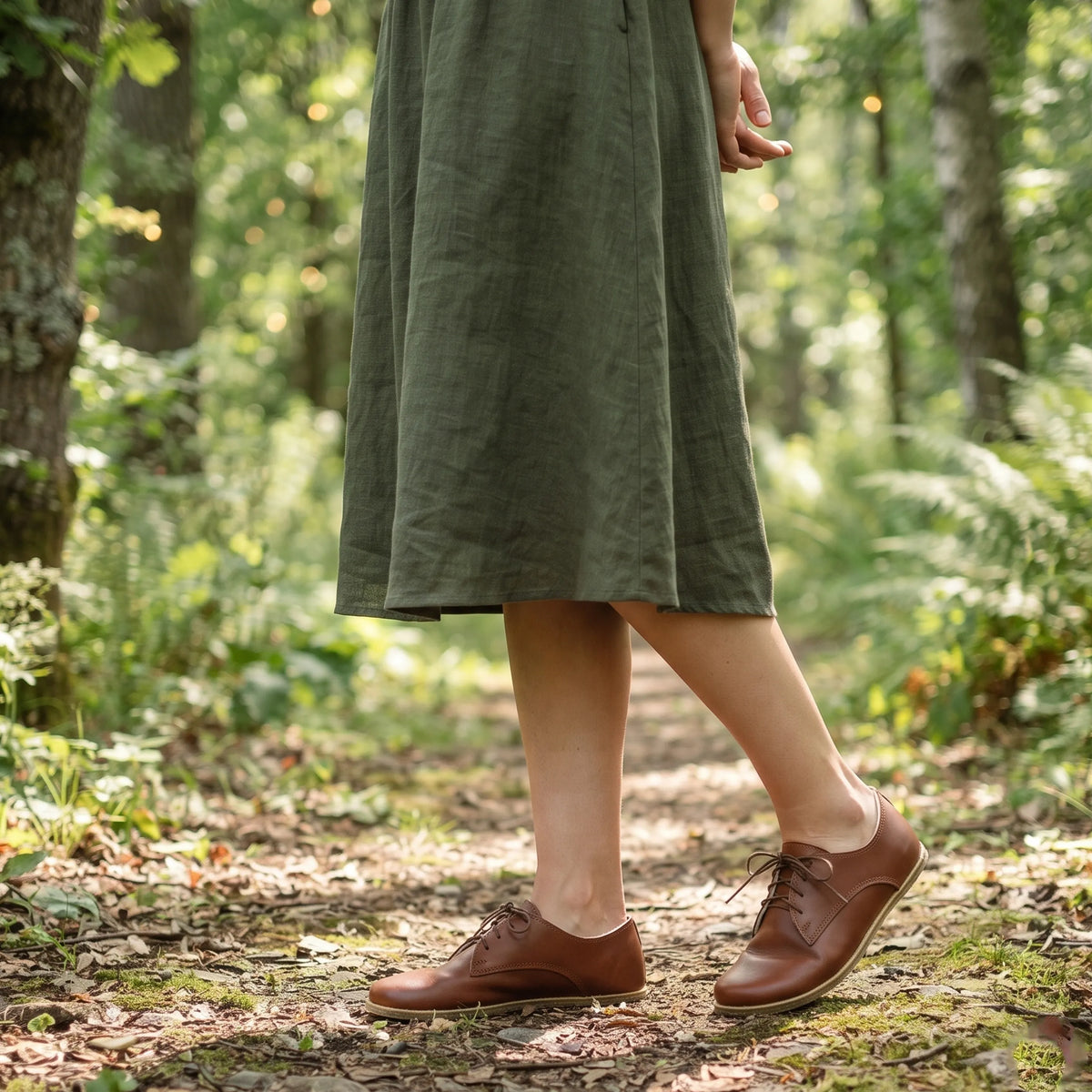 Smooth Barefoot Oxford Shoes — Leather Sole – Brown