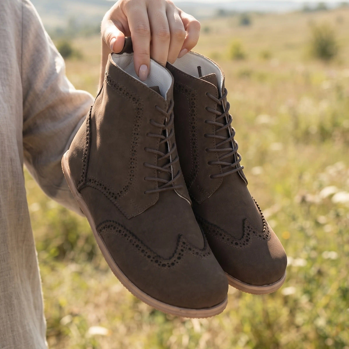 Nubuck Barefoot Moccasin Boots Shoes – Eva Outsole – Brown