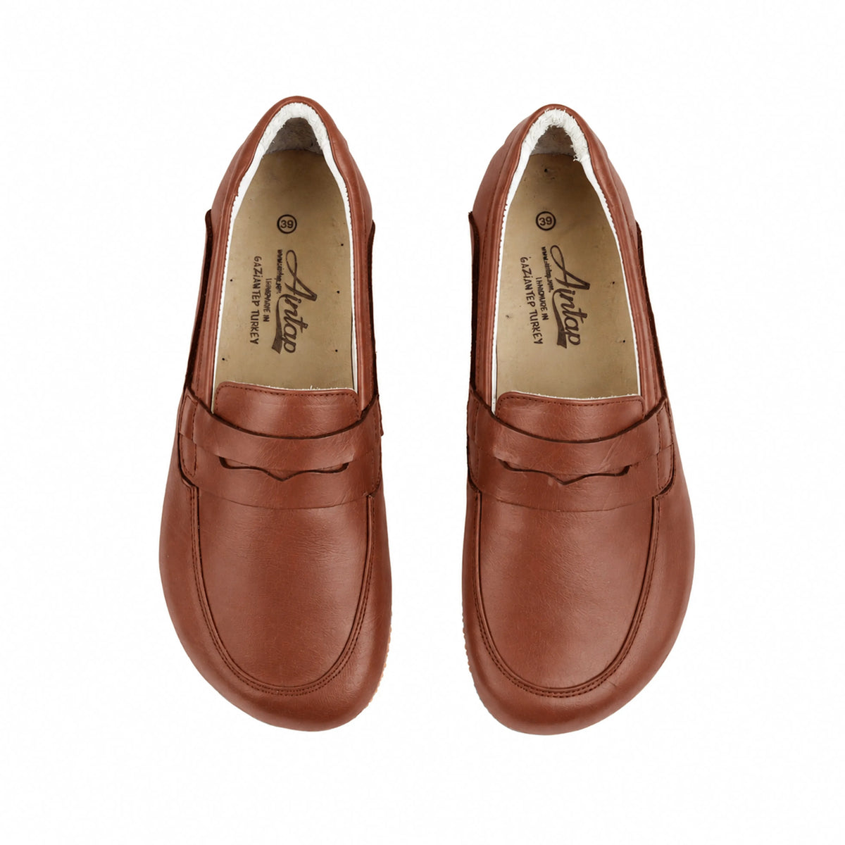 Smooth Barefoot Penny Loafer Shoes – Rubber Sole – Brown