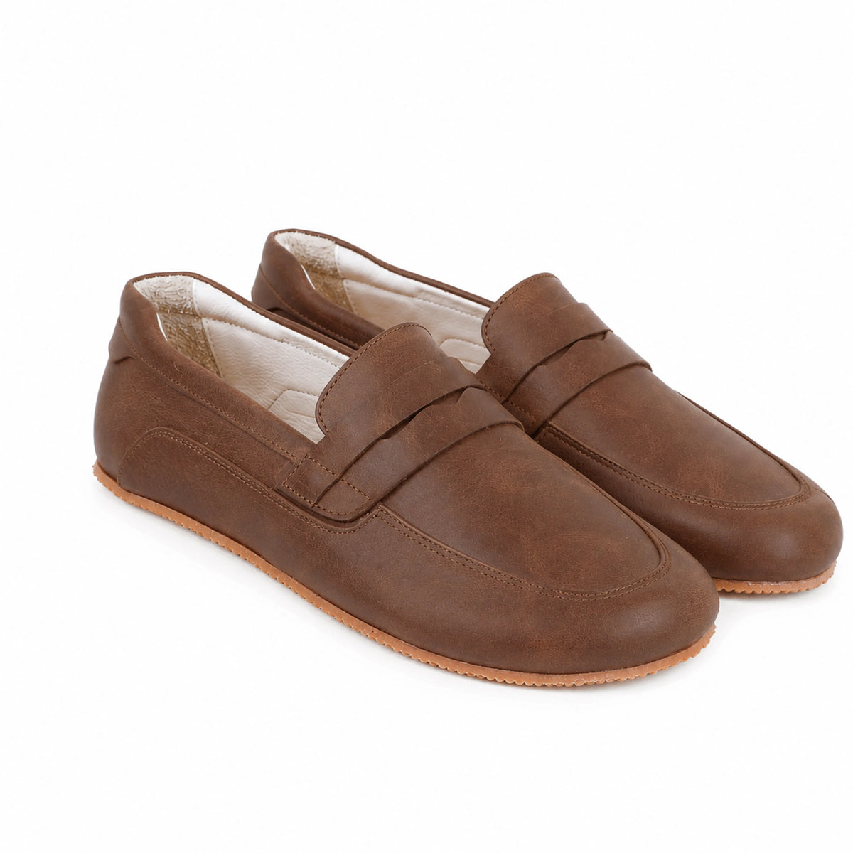 Crazy Barefoot Penny Loafer Shoes – Rubber Sole – Brown