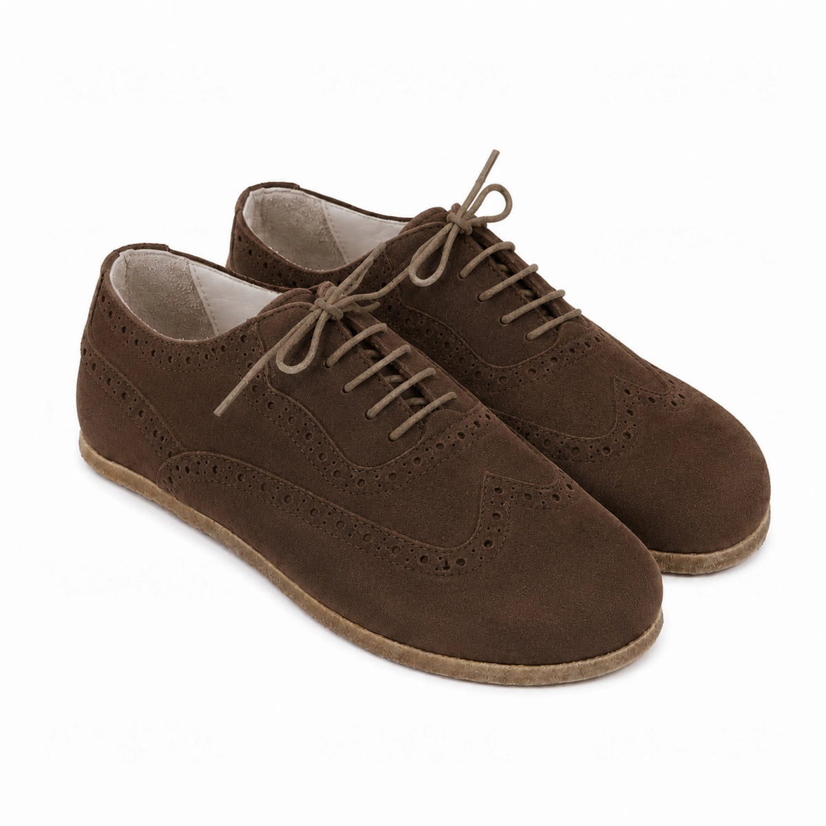 Suede Barefoot Moccasin Shoes – Classic Sole — Leather Sole – Brown