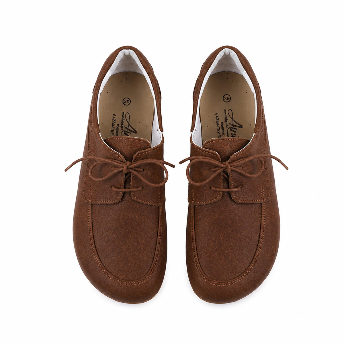 Crazy Barefoot Laces Penny Loafer Shoes – Rubber Sole – Brown