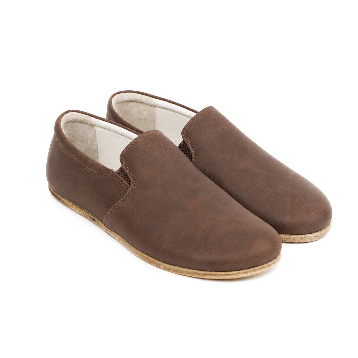 Crazy Barefoot Slip-On Shoes – Classic Sole — Leather Sole – Brown