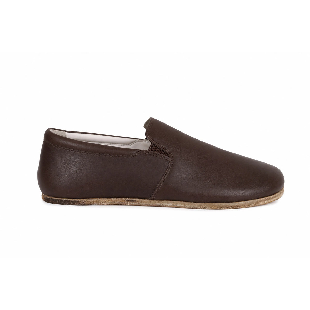 Smooth Barefoot Slip-On Shoes – Classic Sole — Leather Sole – Dark Brown