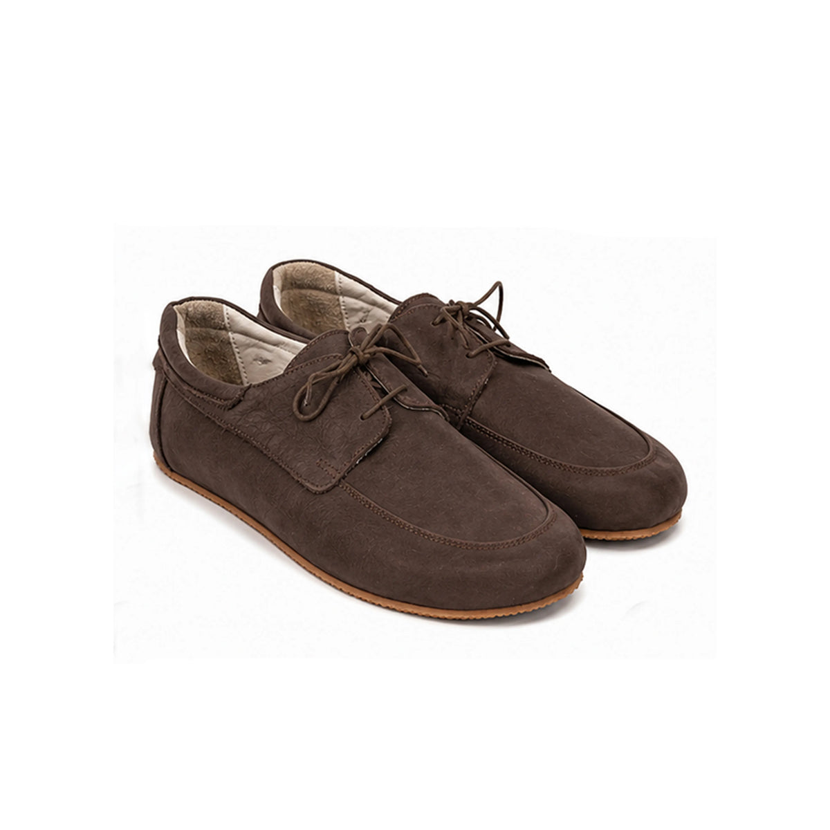 Nubuck Barefoot Laces Penny Loafer Shoes – Rubber Sole – Brown