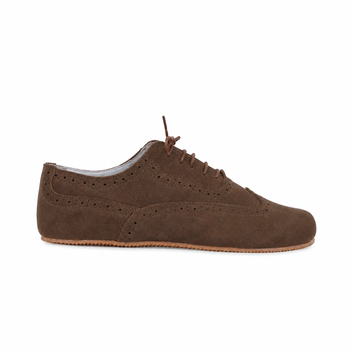 Suede Barefoot Moccasin Shoes – Rubber Sole – Brown
