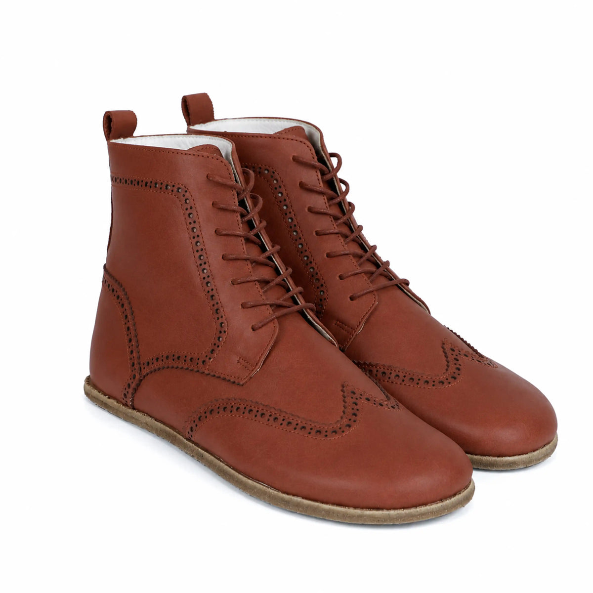 Smooth Barefoot Moccasin Boots Shoes – Classic Sole — Leather Sole – Brown