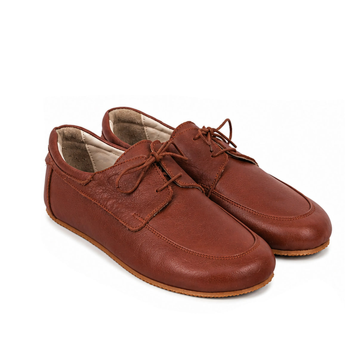 Smooth Barefoot Laces Penny Loafer Shoes – Rubber Sole – Brown