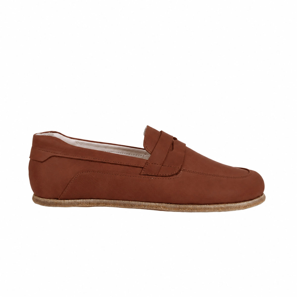 Smooth Barefoot Penny Loafer Shoes – Classic Sole — Leather Sole – Brown
