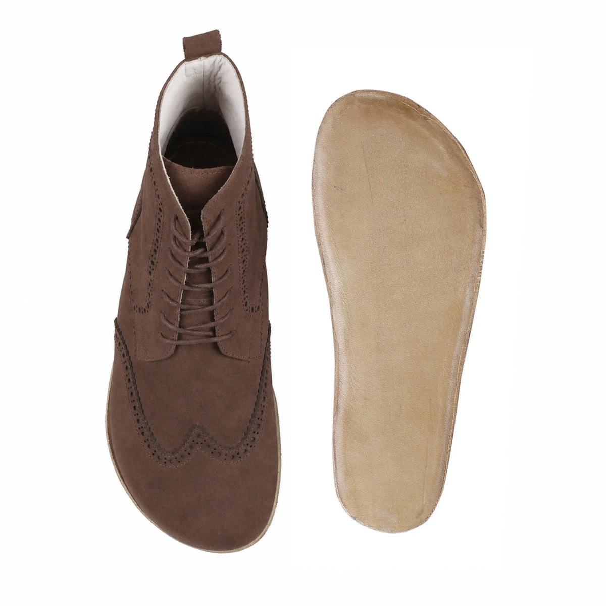 Nubuck Barefoot Moccasin Boots Shoes – Classic Sole — Leather Sole – Brown