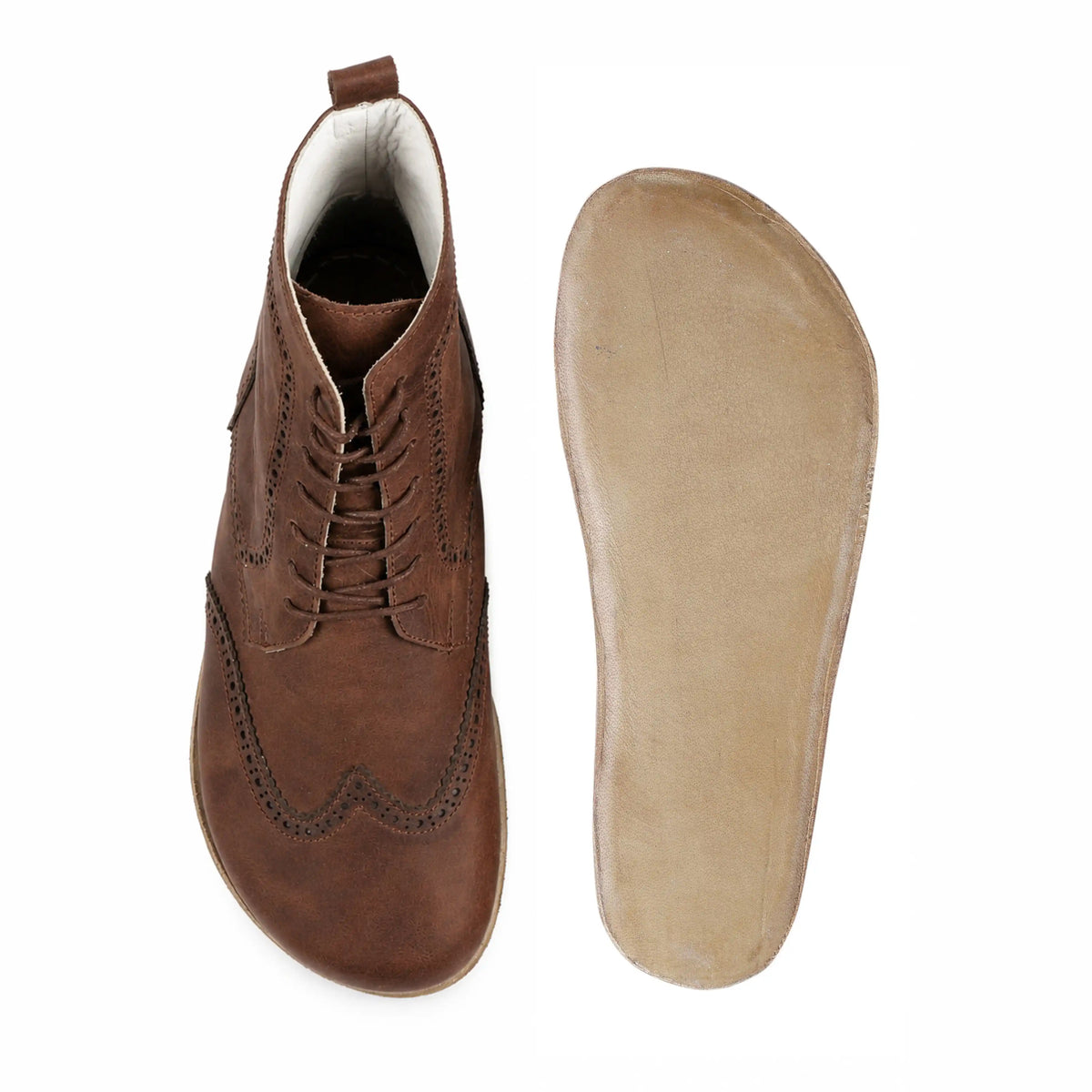 Crazy Barefoot Moccasin Boots Shoes – Classic Sole — Leather Sole – Brown