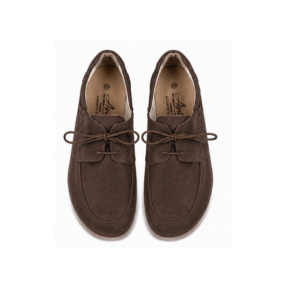 Nubuck Barefoot Laces Penny Loafer Shoes – Rubber Sole – Brown