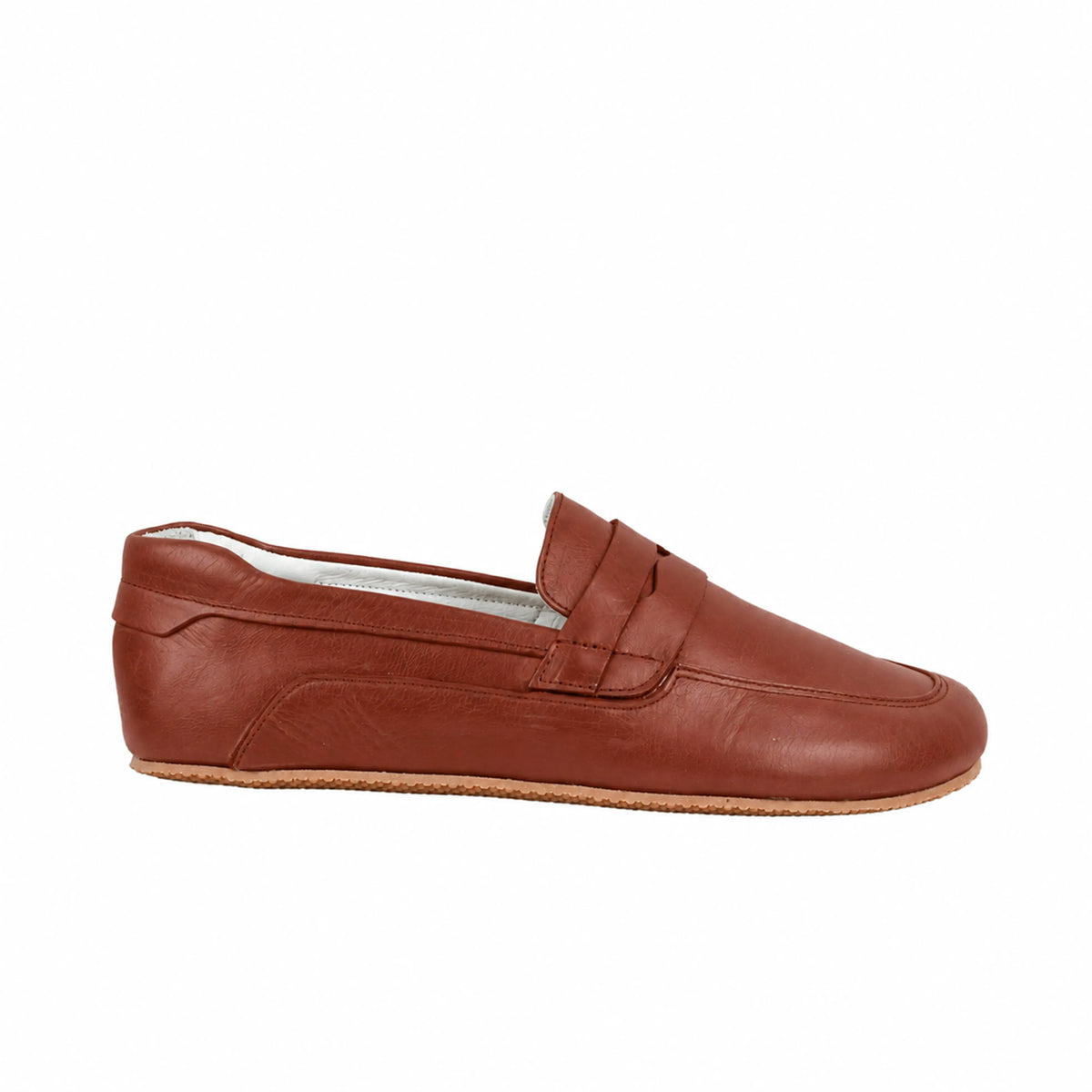 Smooth Barefoot Penny Loafer Shoes – Rubber Sole – Brown