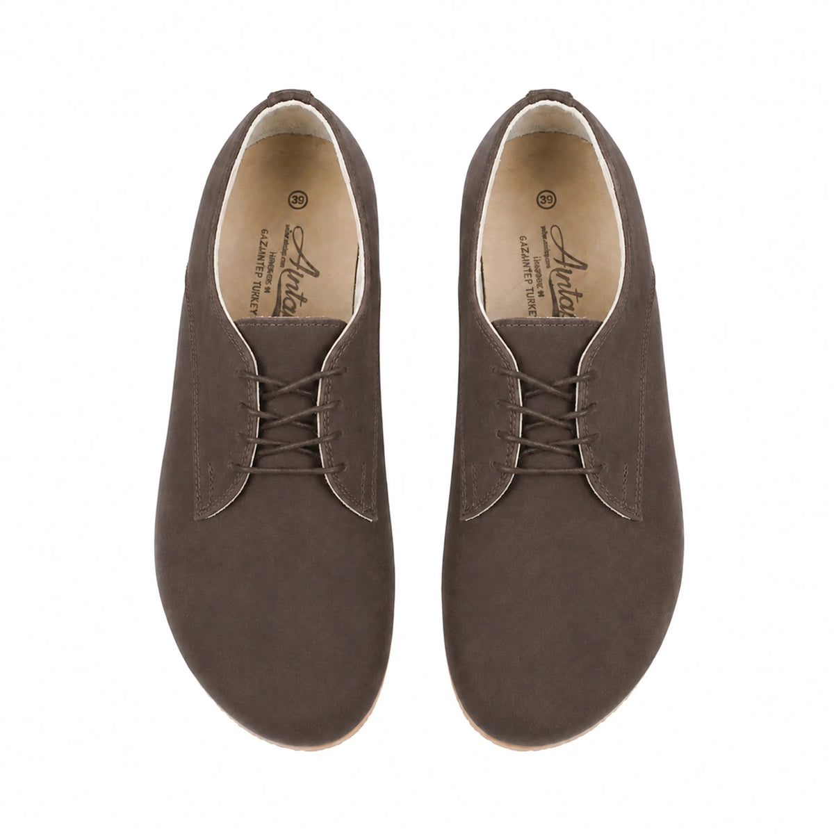 Nubuck Barefoot Oxford Shoes — Leather Sole – Brown
