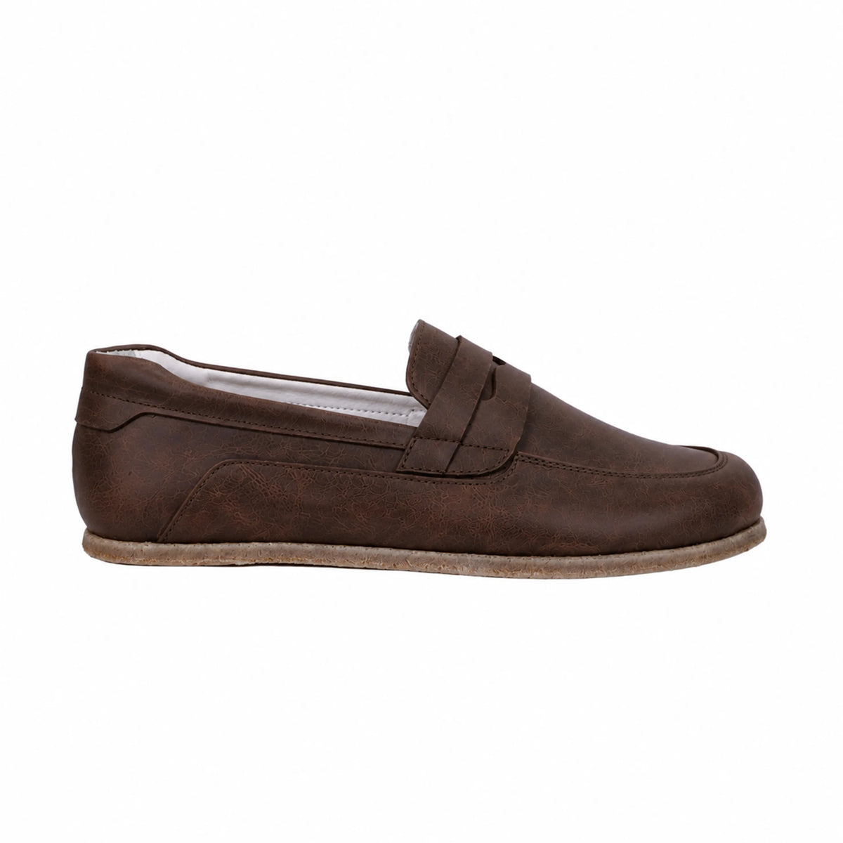Crazy Barefoot Penny Loafer Shoes – Classic Sole — Leather Sole – Brown