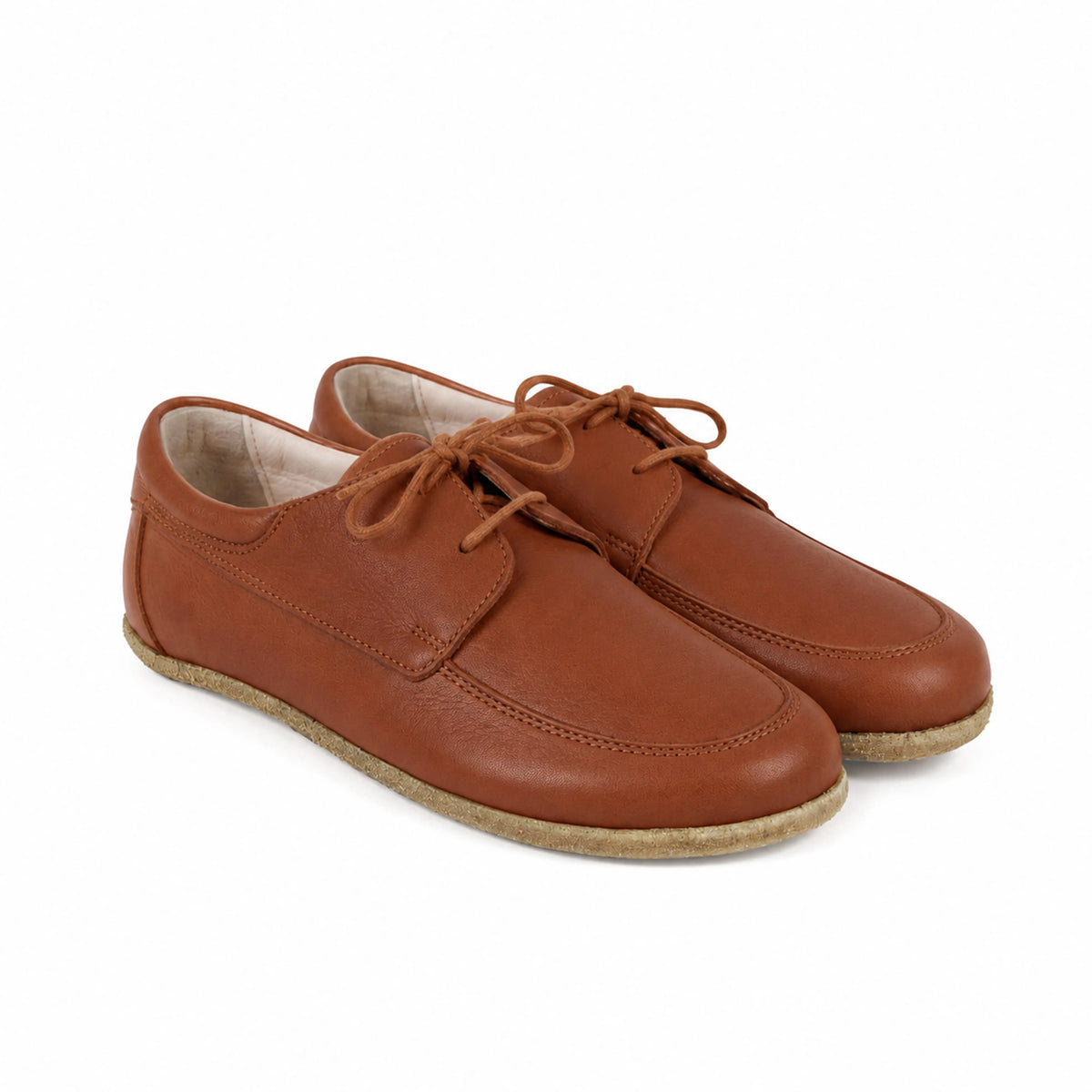 Smooth Barefoot Laces Penny Loafer Shoes – Classic Sole — Leather Sole – Brown