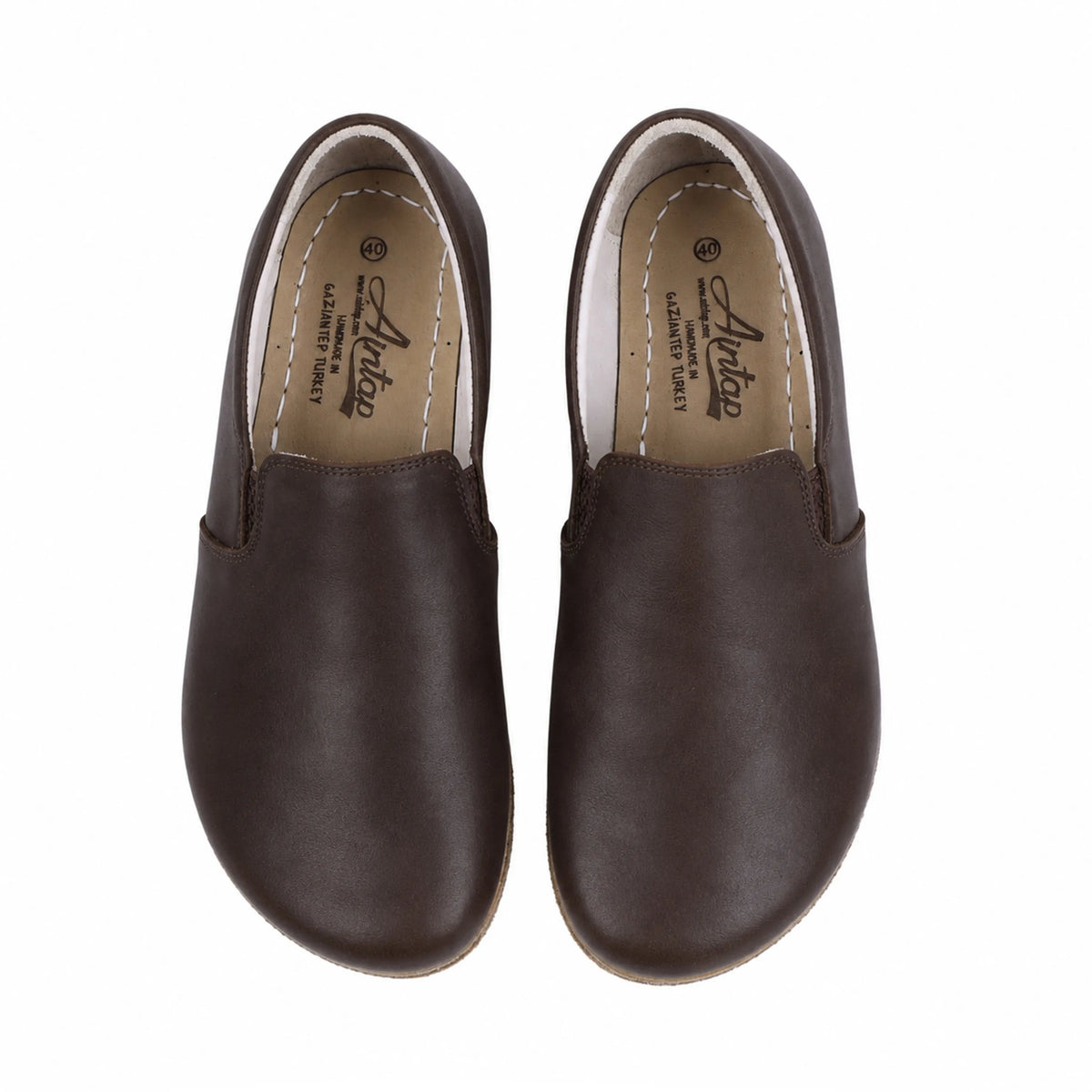 Smooth Barefoot Slip-On Shoes – Classic Sole — Leather Sole – Dark Brown