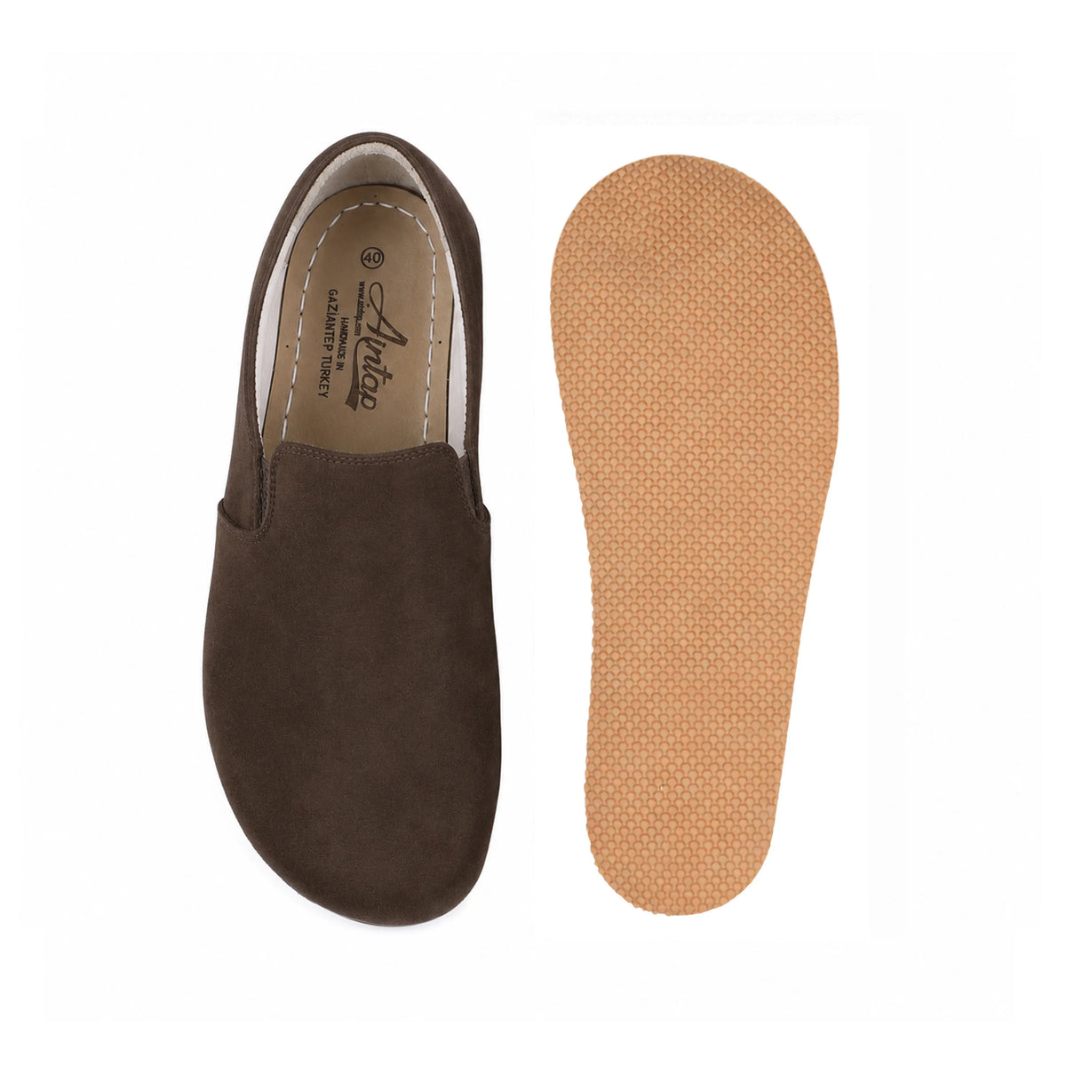 Suede Barefoot Slip-On Shoes – Rubber Sole – Brown
