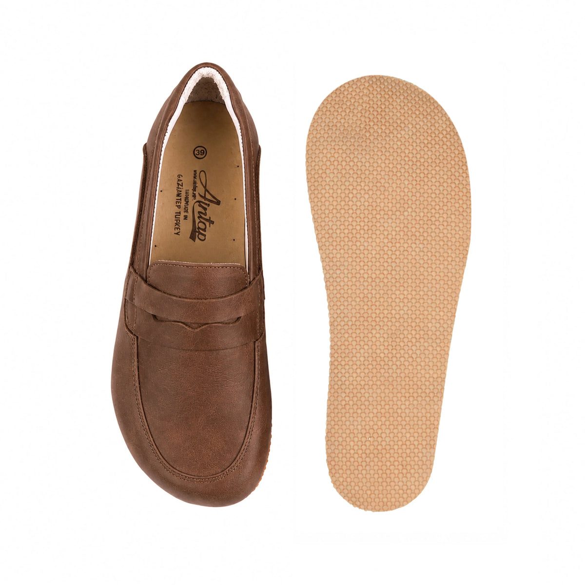 Crazy Barefoot Penny Loafer Shoes – Rubber Sole – Brown