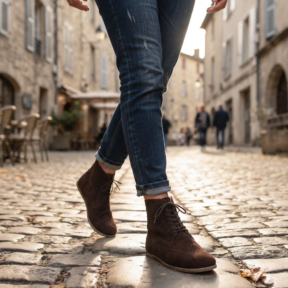 Suede Barefoot Moccasin Boots Shoes – Classic Sole — Leather Sole – Brown
