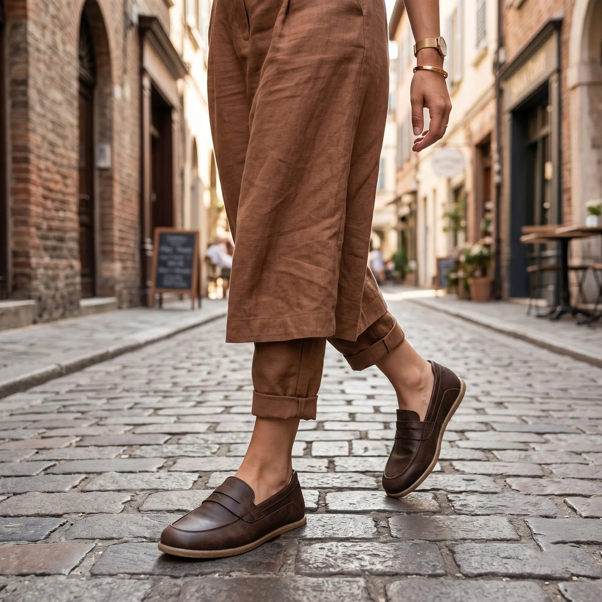 Crazy Barefoot Penny Loafer Shoes – Classic Sole — Leather Sole – Brown