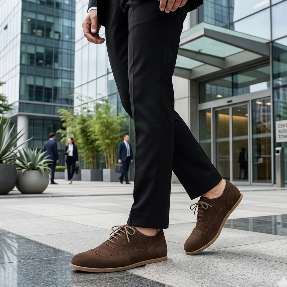 Suede Barefoot Moccasin Shoes – Classic Sole — Leather Sole – Brown