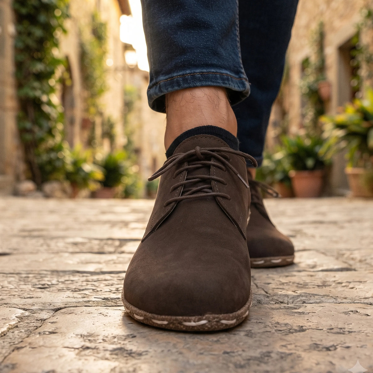 Nubuck Barefoot Oxford Shoes — Leather Sole – Brown