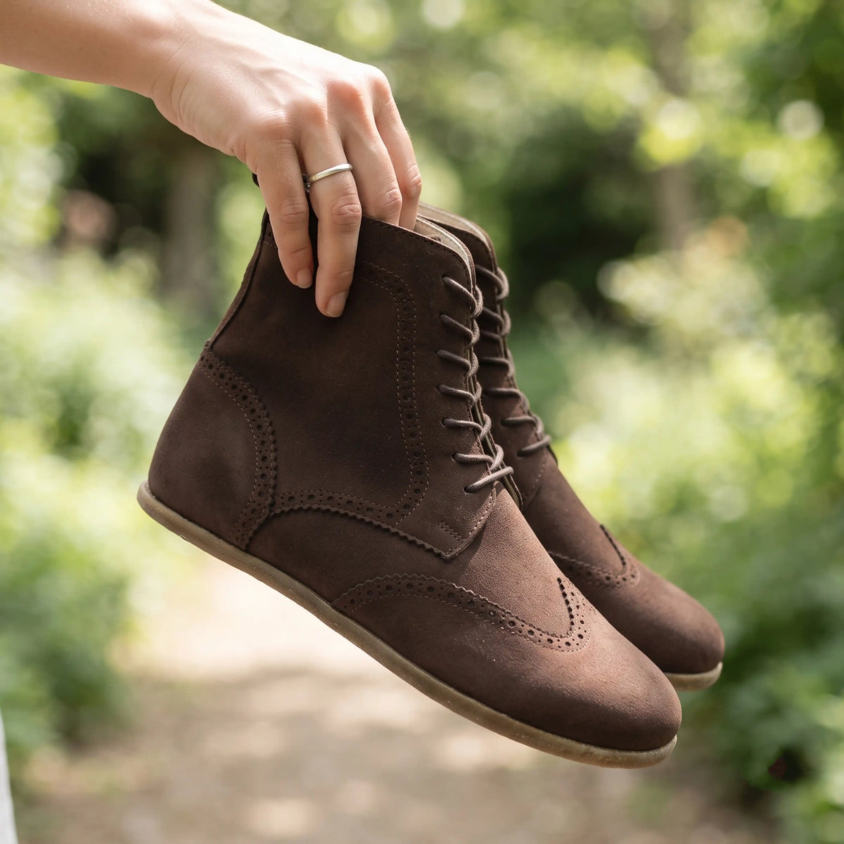 Nubuck Barefoot Moccasin Boots Shoes – Classic Sole — Leather Sole – Brown