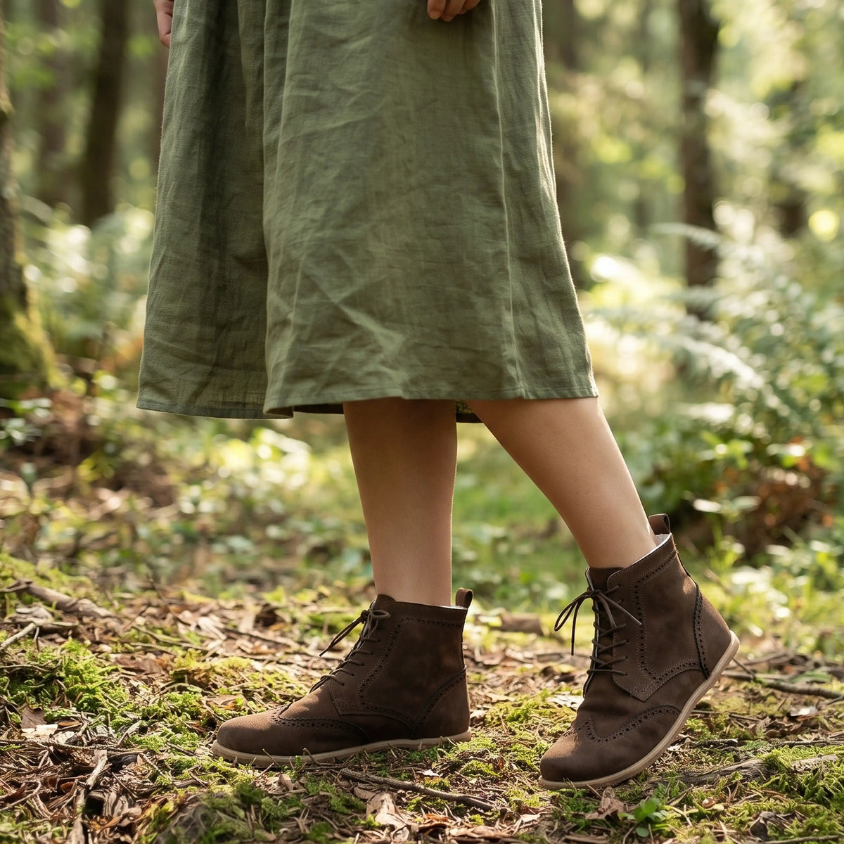 Suede Barefoot Moccasin Boots Shoes – Eva Outsole – Brown