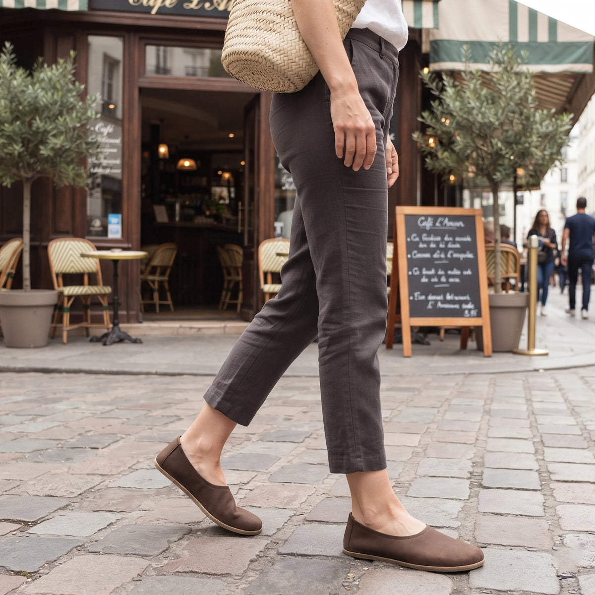 Nubuck Barefoot Ballet Shoes – Classic Sole — Leather Sole – Brown