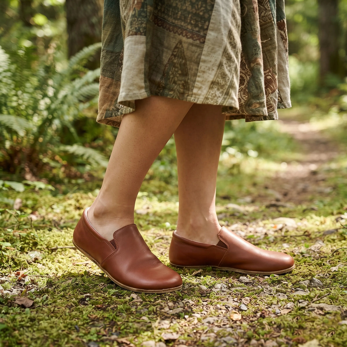 Smooth Barefoot Slip-On Shoes – Classic Sole — Leather Sole – Brown