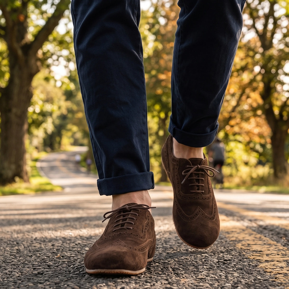 Suede Barefoot Moccasin Shoes – Rubber Sole – Brown