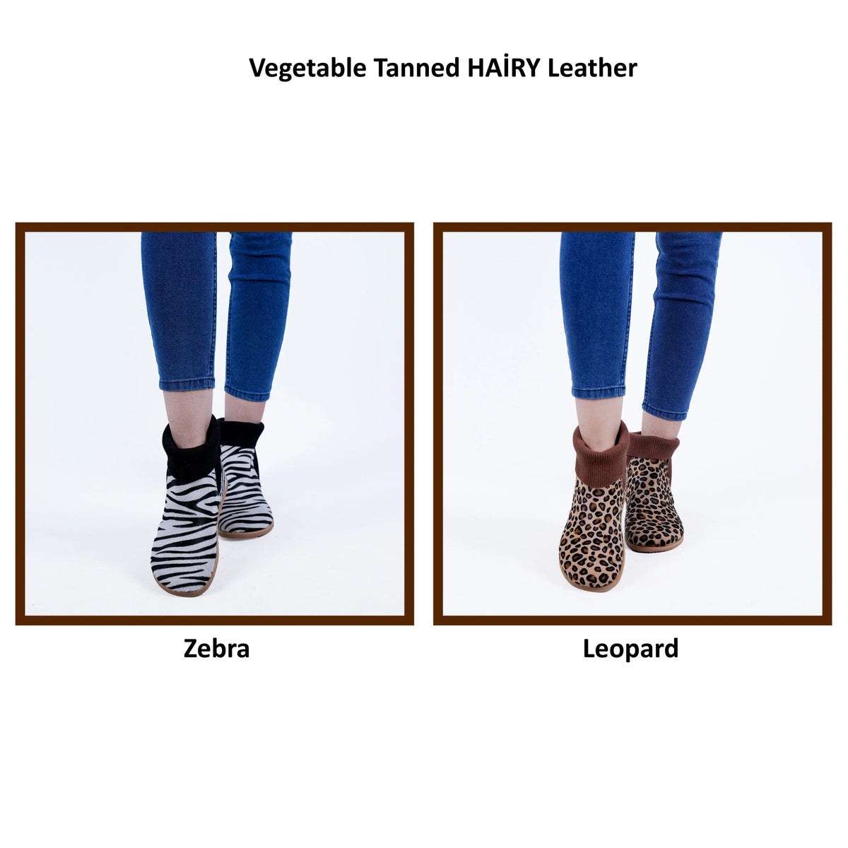 Hair Barefoot Socks Chelsea Shoes – Eva Outsole – Zebra
