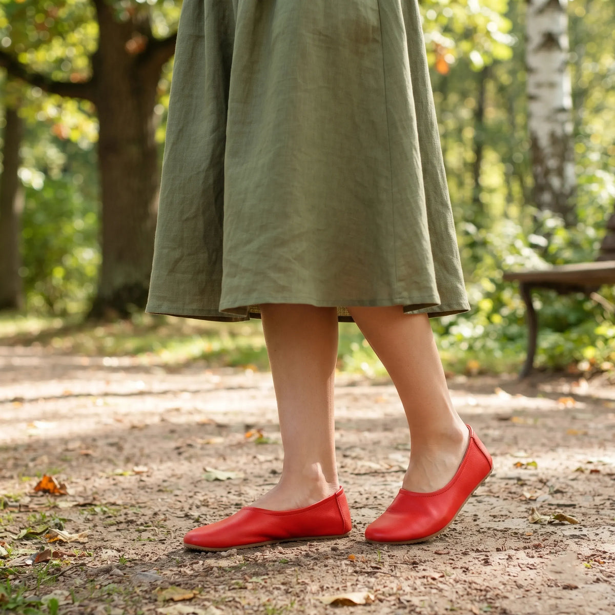 Smooth Barefoot Ballet Shoes – Rubber Sole – Red