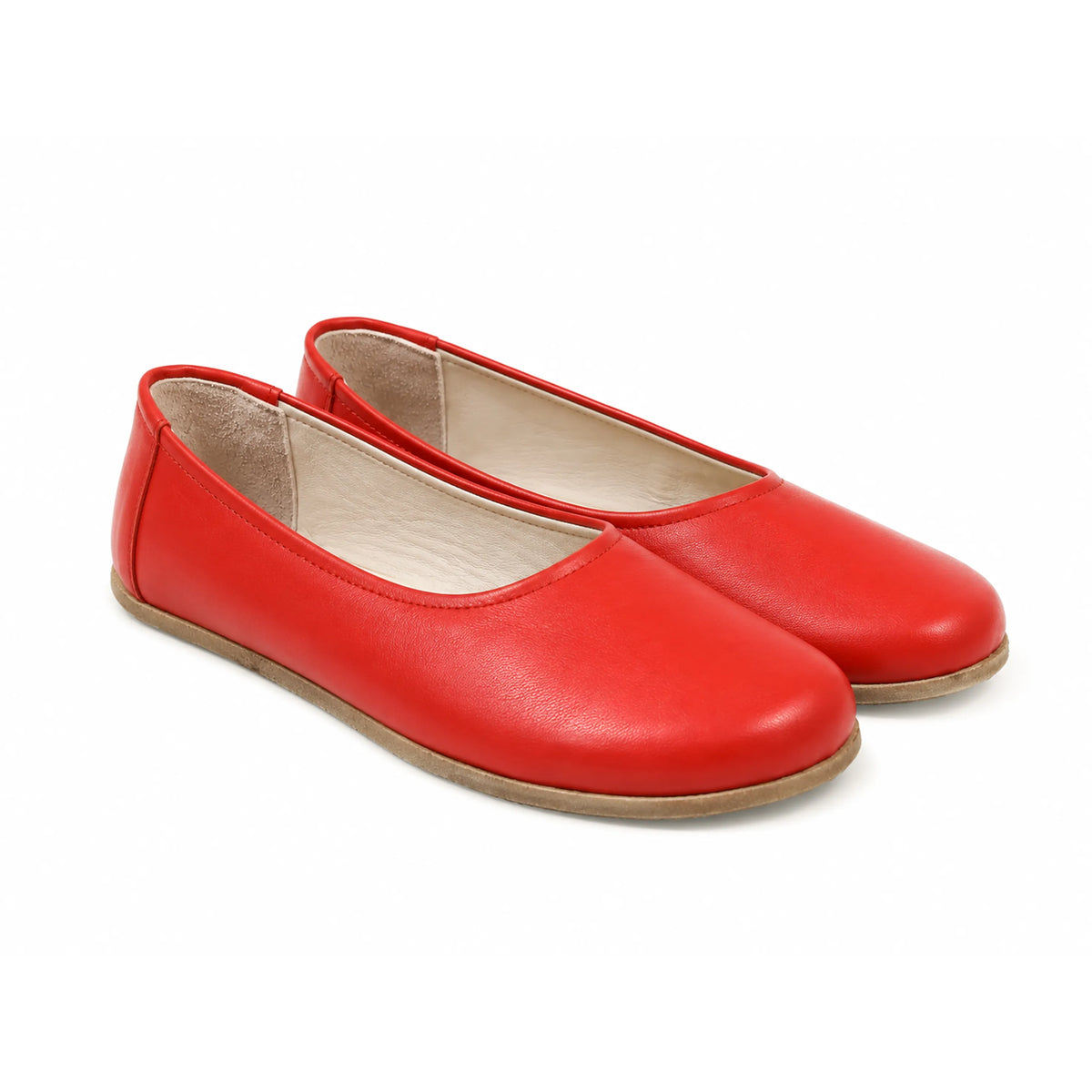 Smooth Barefoot Ballet Shoes – Classic Sole — Leather Sole – Red