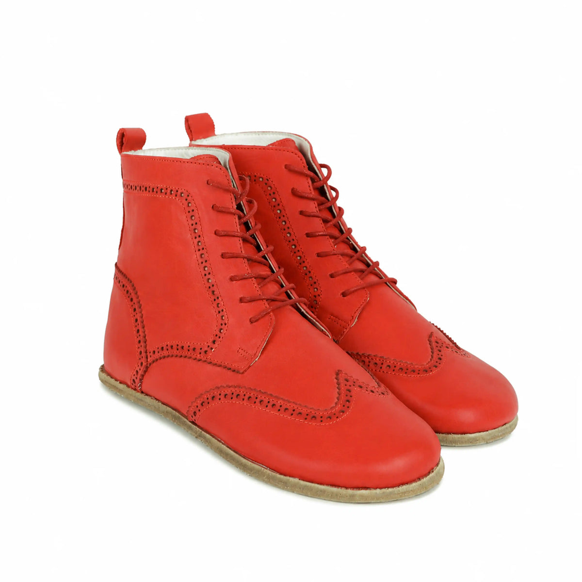 Smooth Barefoot Moccasin Boots Shoes – Classic Sole — Leather Sole – Red