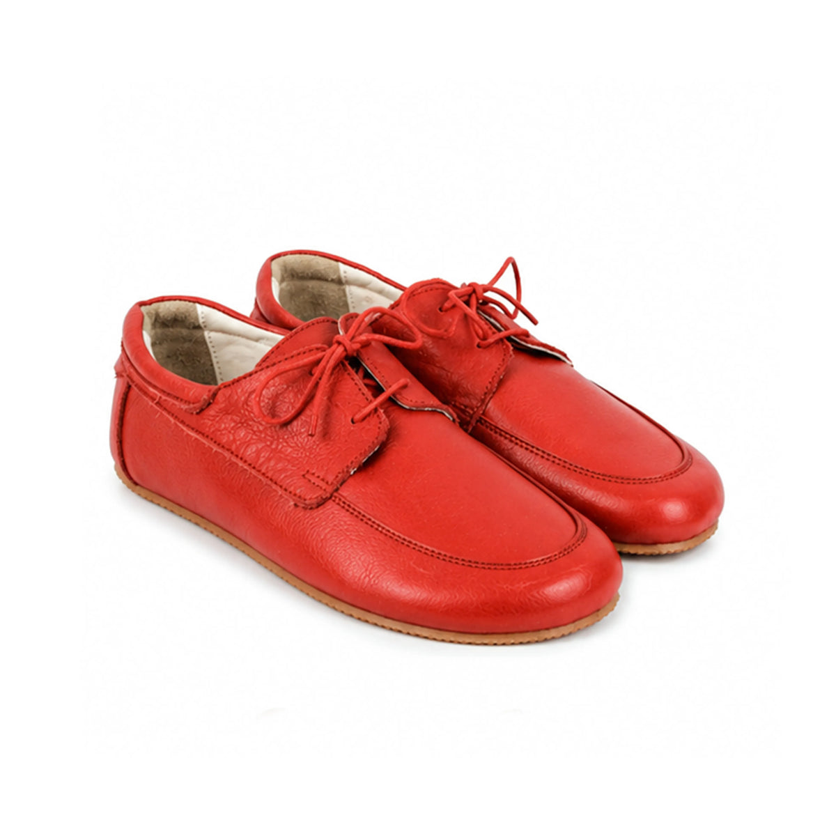 Smooth Barefoot Laces Penny Loafer Shoes – Rubber Sole – Red