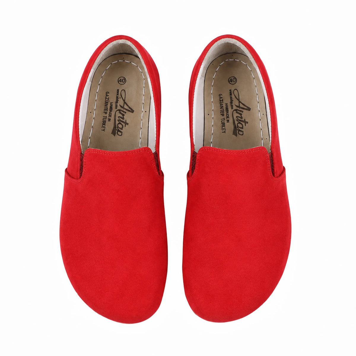 Suede Barefoot Slip-On Shoes – Rubber Sole – Red