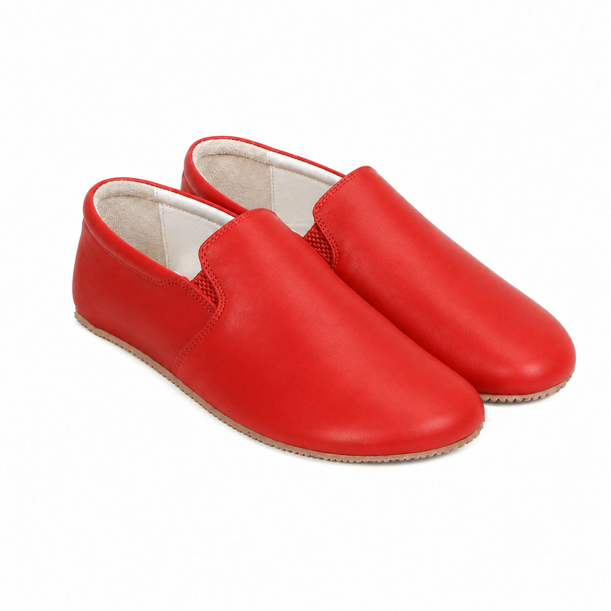Smooth Barefoot Slip-On Shoes – Rubber Sole – Red