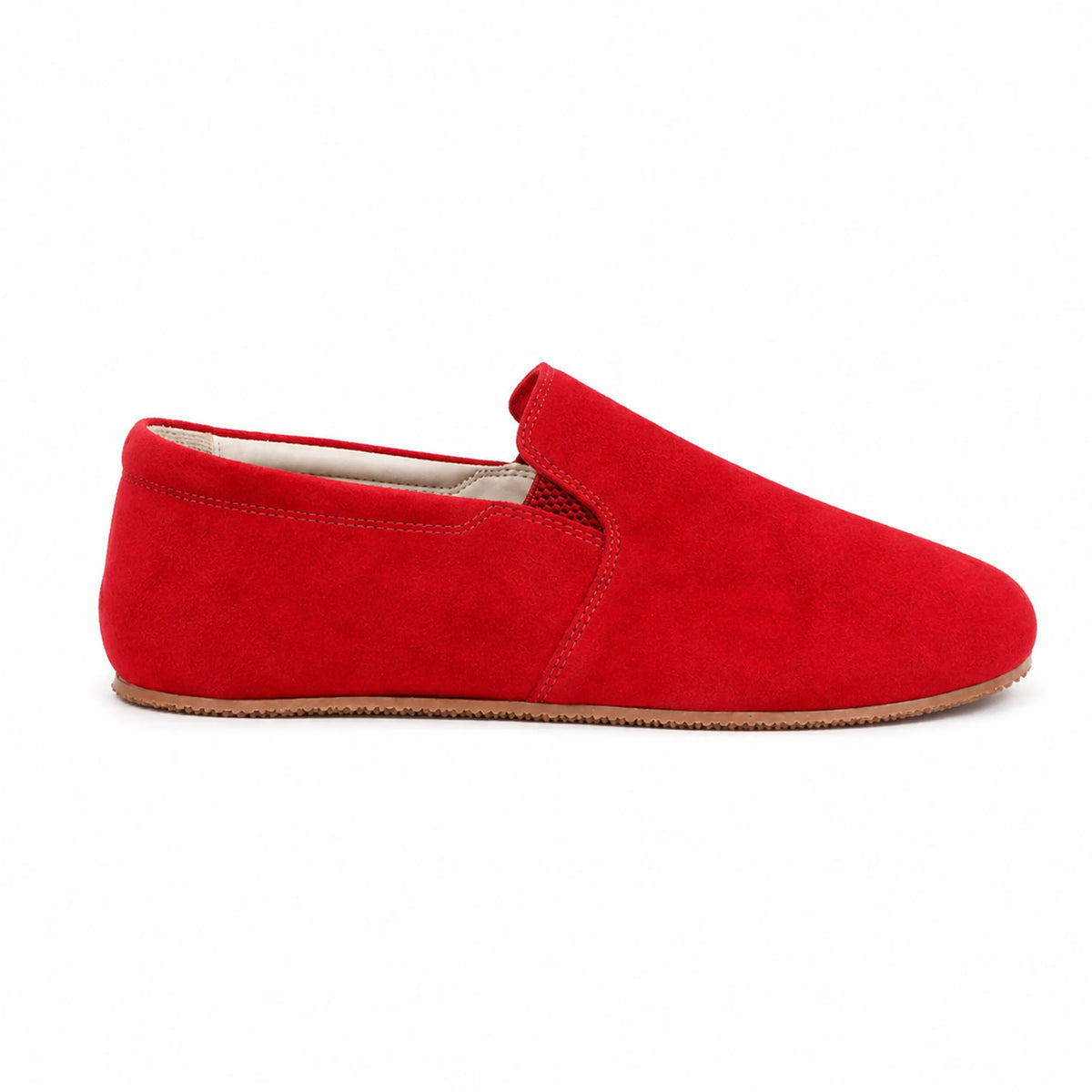 Suede Barefoot Slip-On Shoes – Rubber Sole – Red