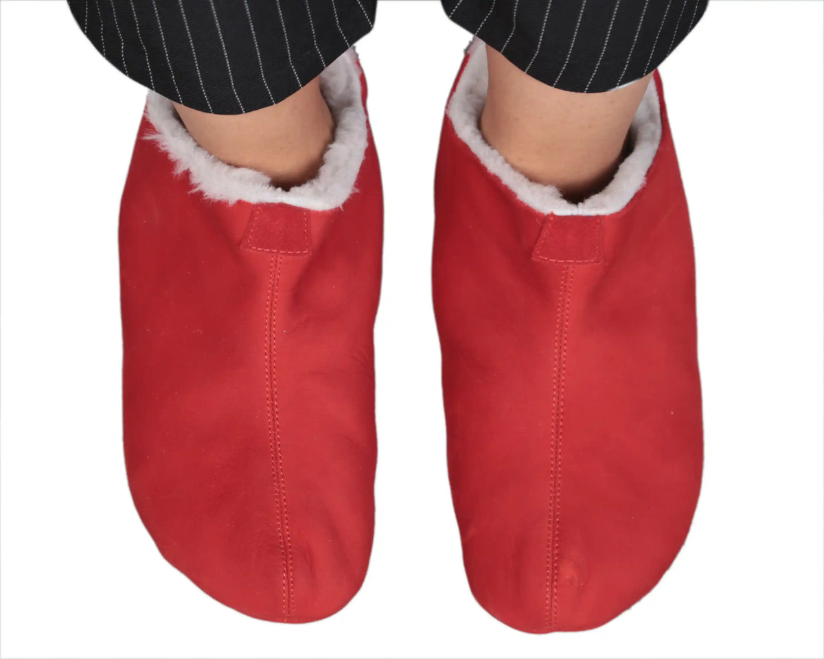 Nubuck Barefoot Home Slippers Sandals Shoes – Red