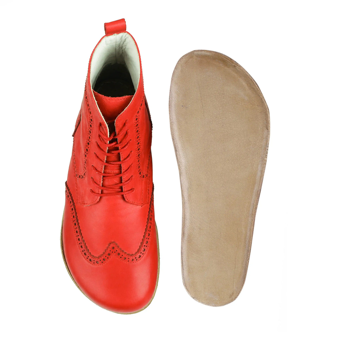 Smooth Barefoot Moccasin Boots Shoes – Classic Sole — Leather Sole – Red