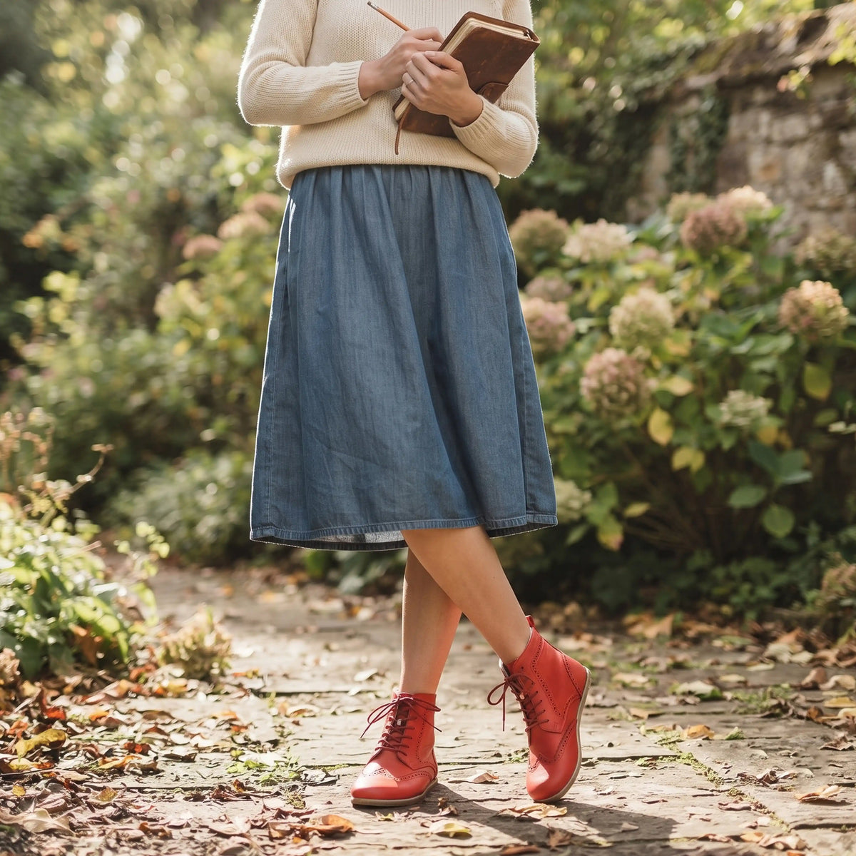Smooth Barefoot Moccasin Boots Shoes – Classic Sole — Leather Sole – Red