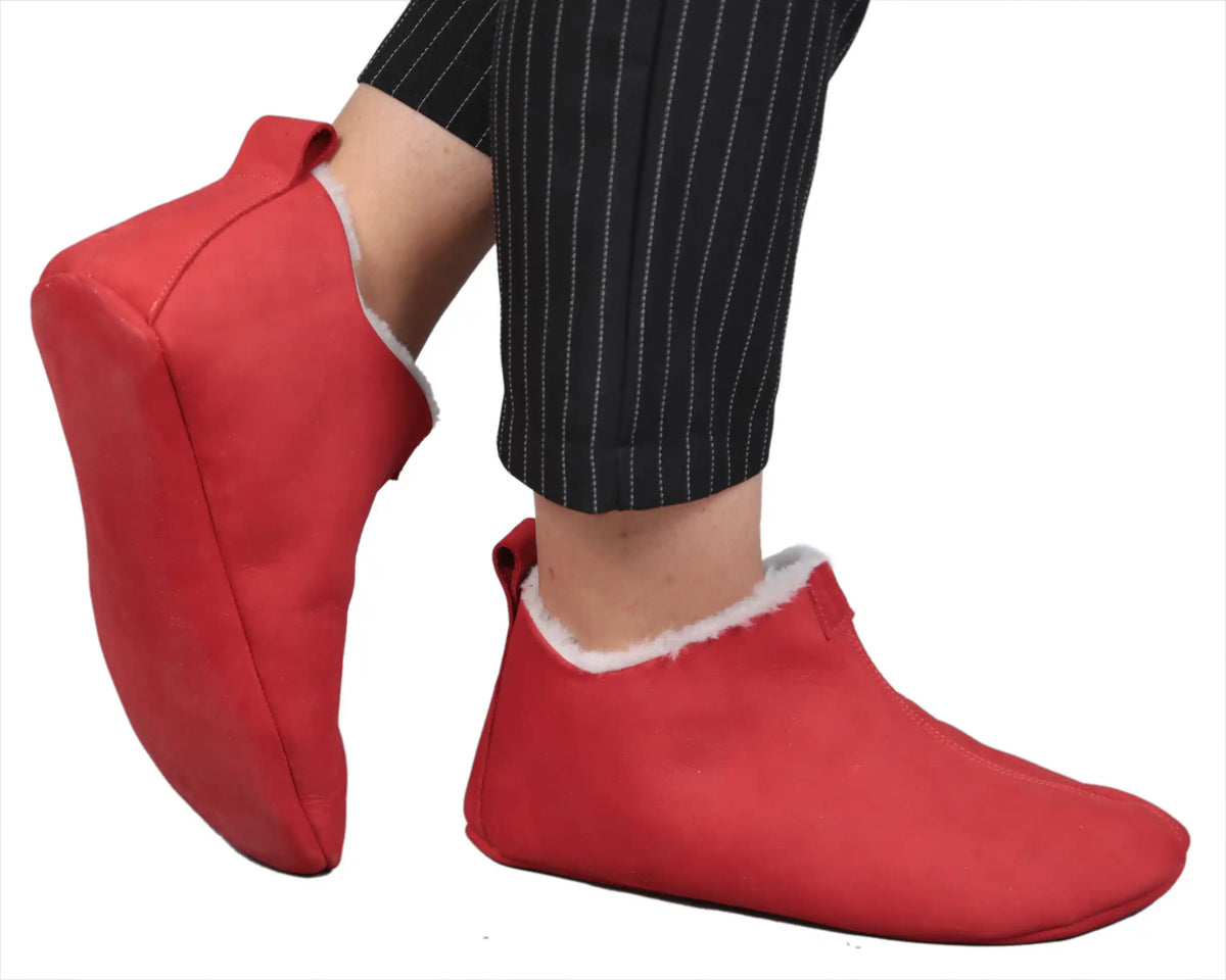 Nubuck Barefoot Home Slippers Sandals Shoes – Red
