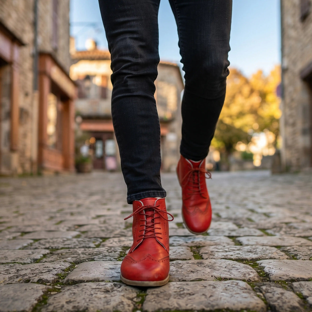 Smooth Barefoot Moccasin Boots Shoes – Classic Sole — Leather Sole – Red