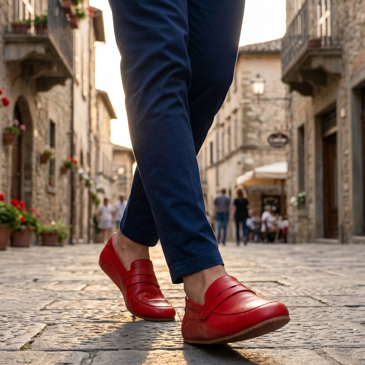 Smooth Barefoot Penny Loafer Shoes – Rubber Sole – Red